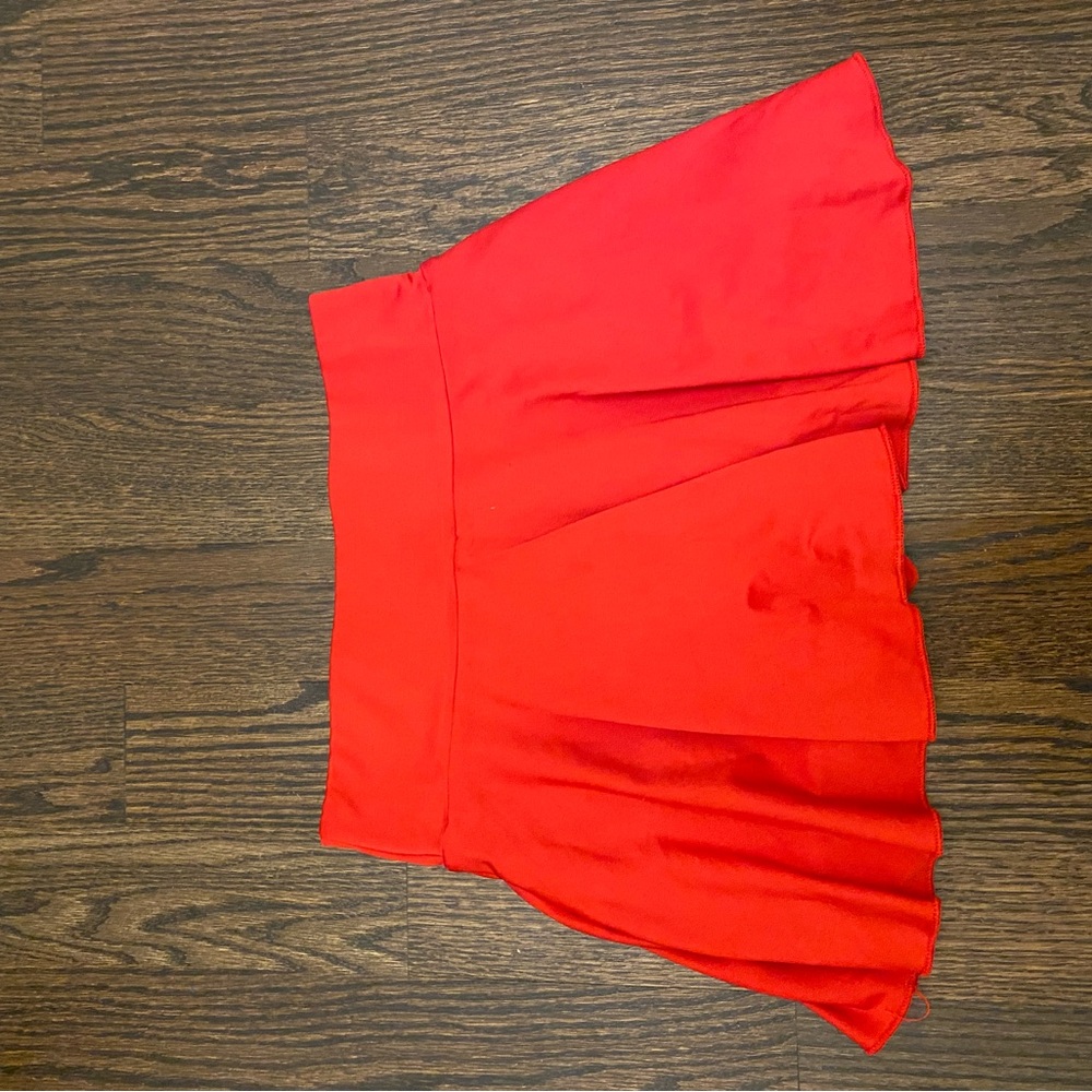 Vibrant Red Pleated Skirt
